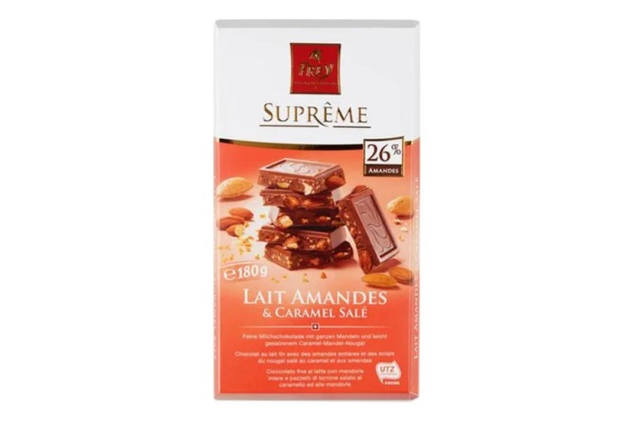 Suprême lait amandes et caramel salé 180g